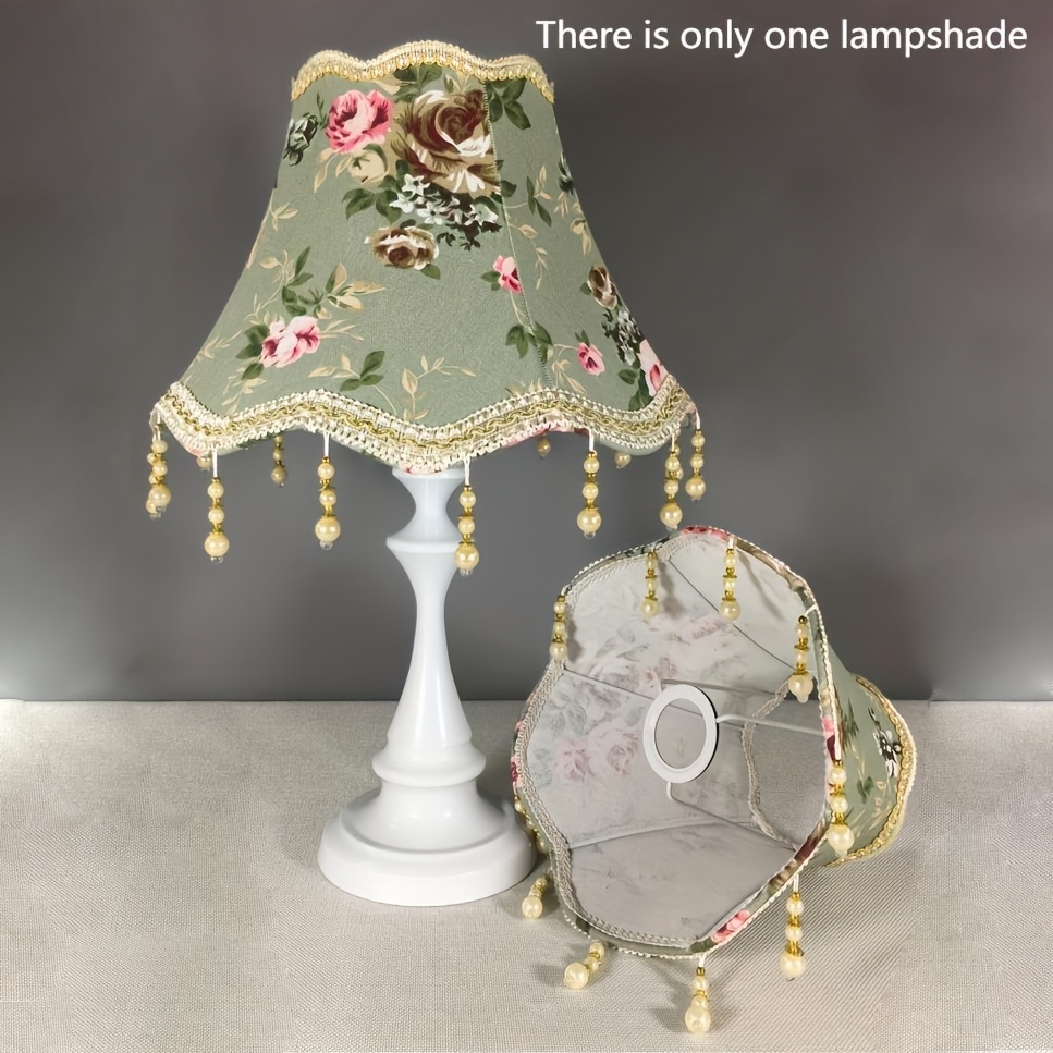 1pc abat-jour jacquard haut de gamme, abat-jour en tissu avec pendentif de perles   pour hôtel et maison