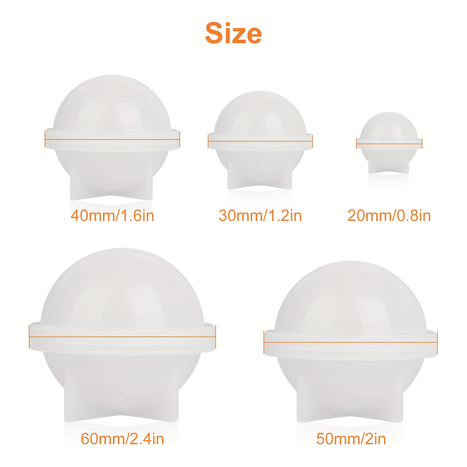 TEMU 5pcs Sphere Silicone Mold Set, Round Ball Molds For Resin, Epoxy, Candle Wax, Soap & Jewelry Craft Making, Reusable Home Decor Ornaments &