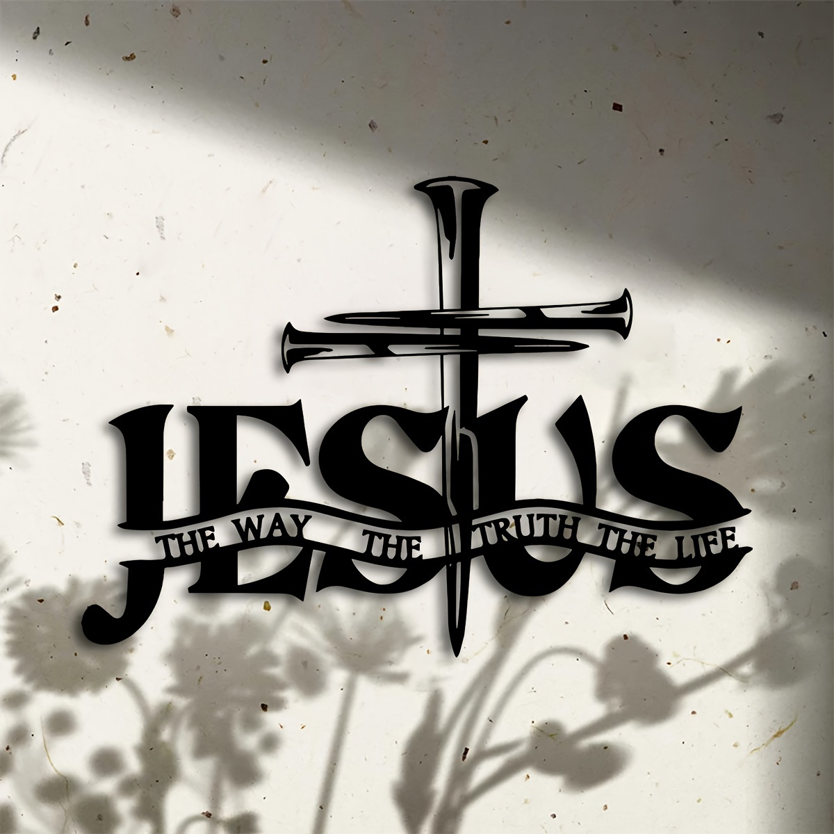 Image of 1pc, Jesus Metal Wall Art, 15.7inch*11.2inch, Religious Faith Metal Wall Art, Cross With Jesus Wall Decor, Home Decor And Gifts, God Faith Decoration, Jesus Lover, Christian Decor, Christian Gift