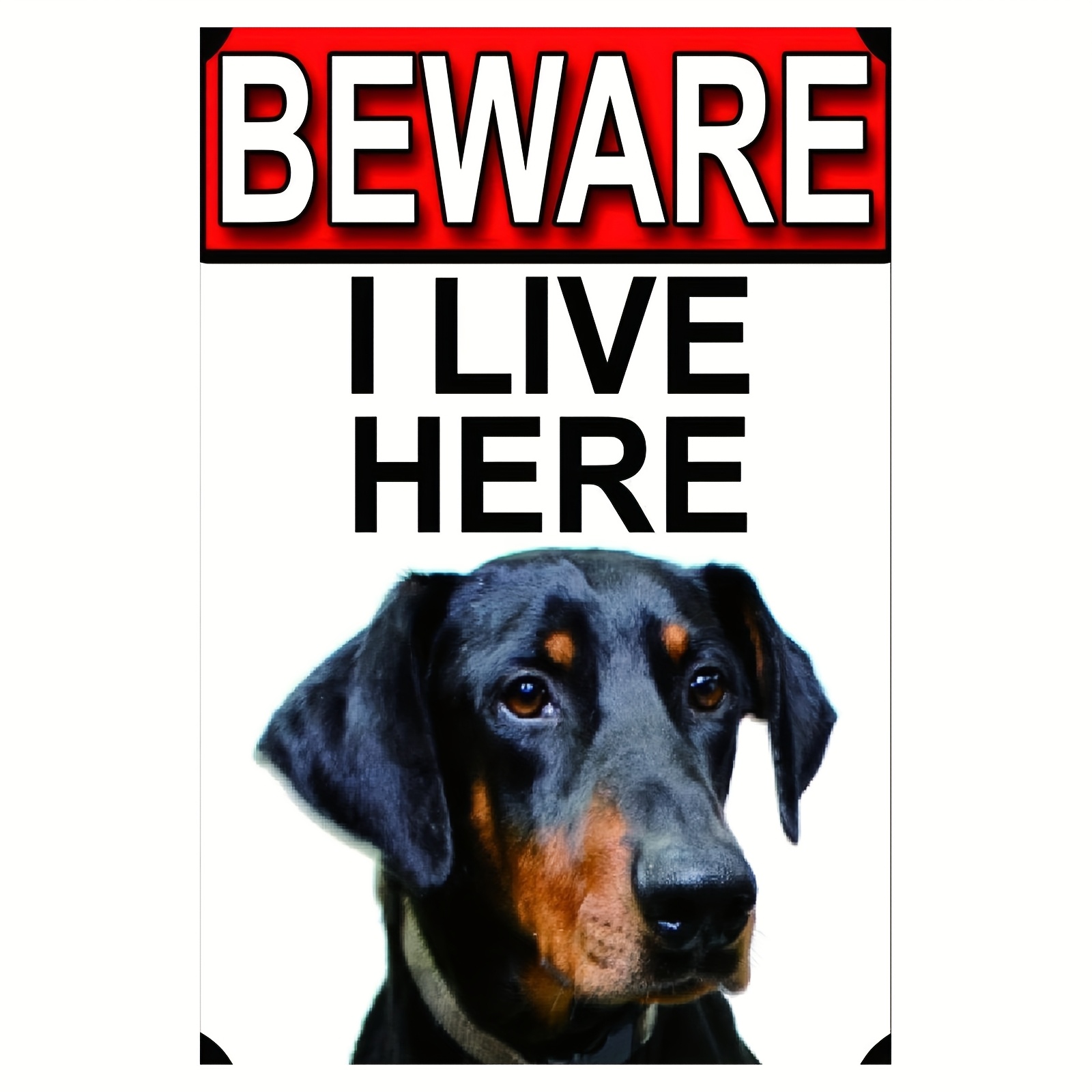 

1pc Metal Tin Sign - Beware I Live Here - Iron Painting For Garden, Yard, Fence - Universal Holiday - 8x12 Inches