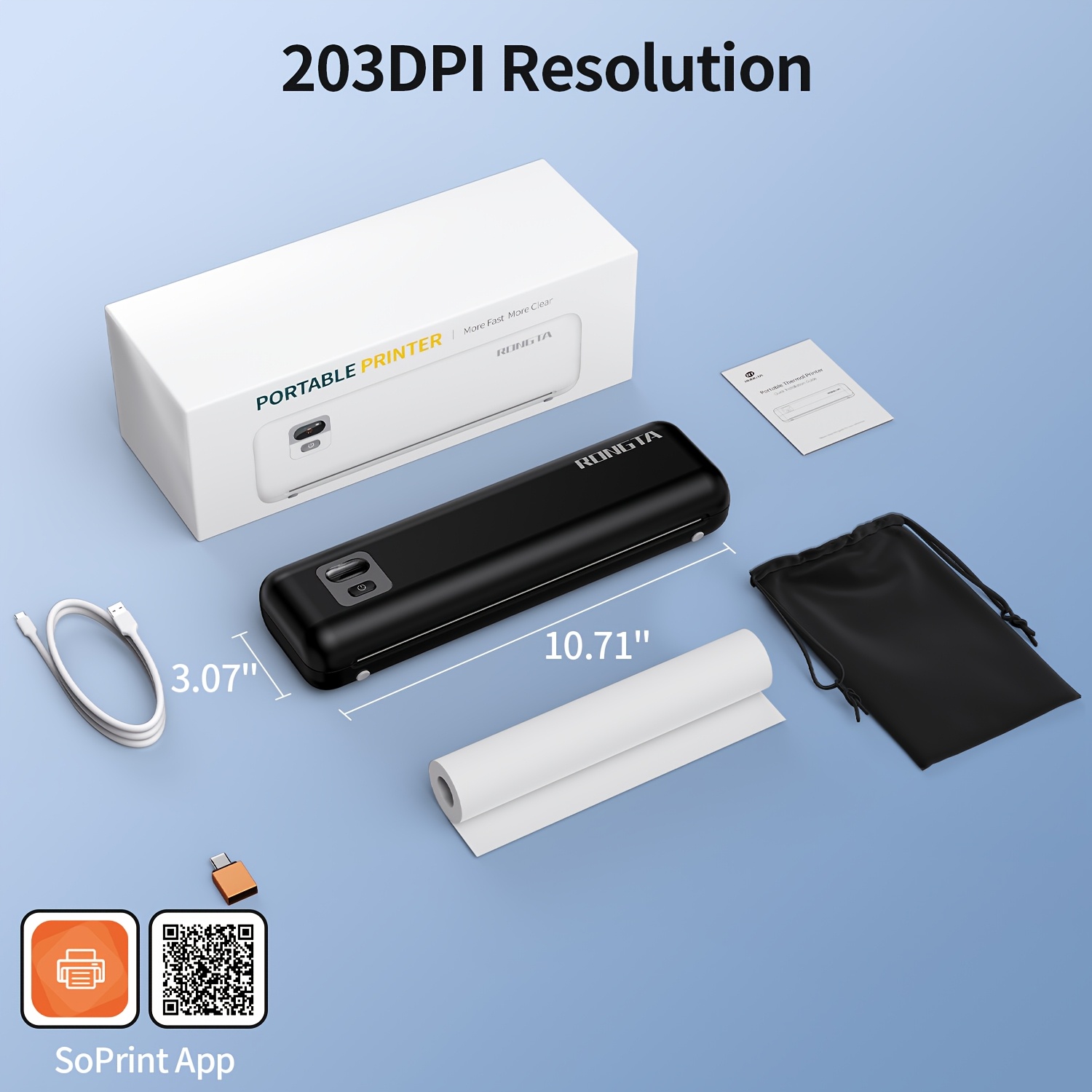   f82a wireless a4   inkless compatible with phone   laptop for home office and travel use   1 roll of paper Product details 1