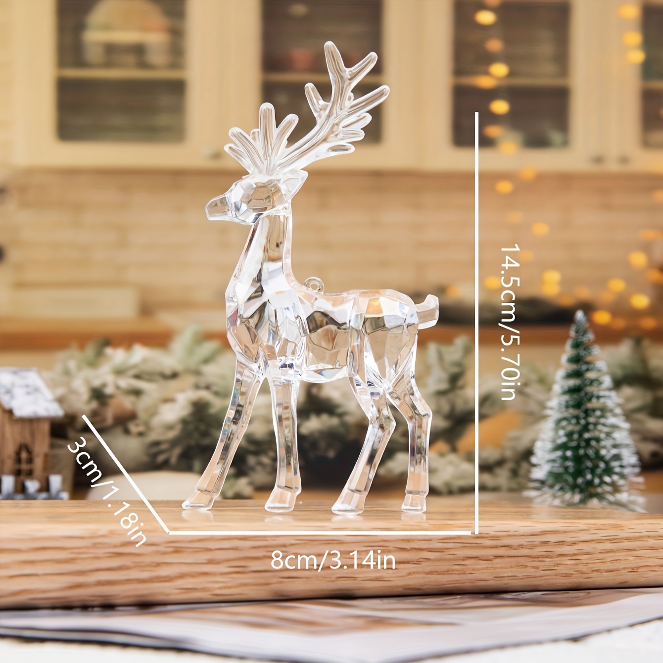 

1pc Figurine, Clear Christmas Decor, Display, No Required, Featherless, For 's Day, ,