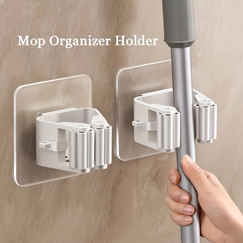 

Wall-mounted Mop Organizer Holder - Durable Space-saving Storage Rack For Sponges, Mops, And Brooms - Ideal For Bathroom, Bedroom, Living Room, Entryway - Home And Dorm Utility Hook Hanger