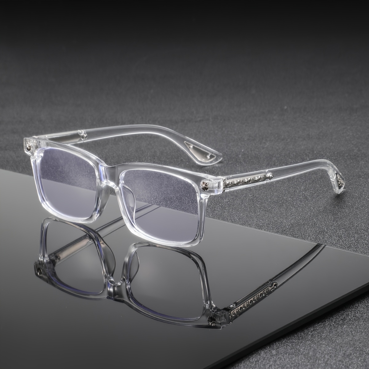 Image of 1 Pair Of Men' Square Rimless Glasses, Easy, Artistic, -garde, Casual, Exquisite, Elegant, , Fashionable Glasses