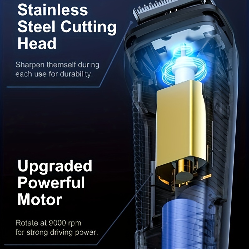 professional 3 in 1 wireless electric hair clipper multi functional adult shaver nose hair trimmer with led light usb type c charging rechargeable 600mah battery   start washable stainless steel   long       3  s and storage bag Product details 7