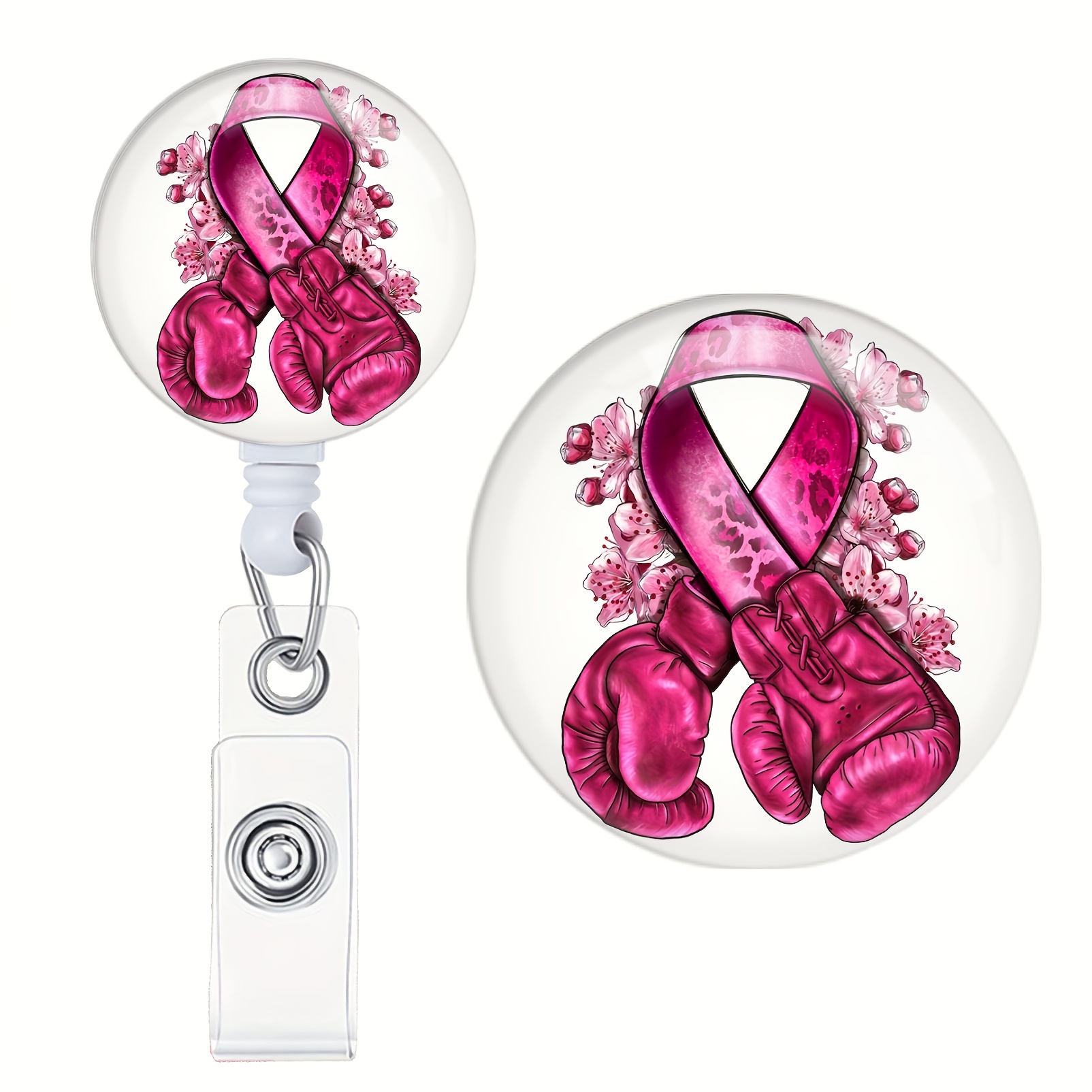 

Pink Breast Awareness Lanyard With Retractable Badge Holder - Suitable For Nurses, Doctors, Teachers, Id Card Holders, And Students