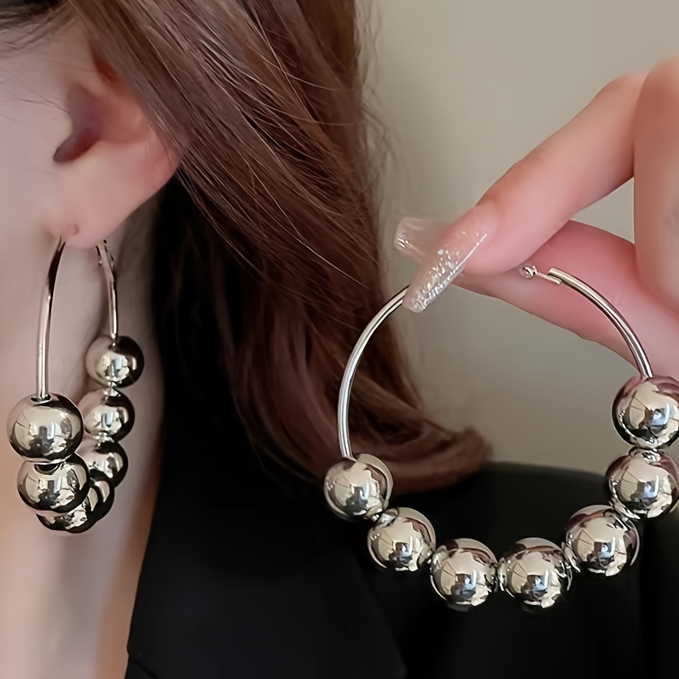 Bohemian Vintage Inspired Hoop Earrings Iron Beaded Hoops
