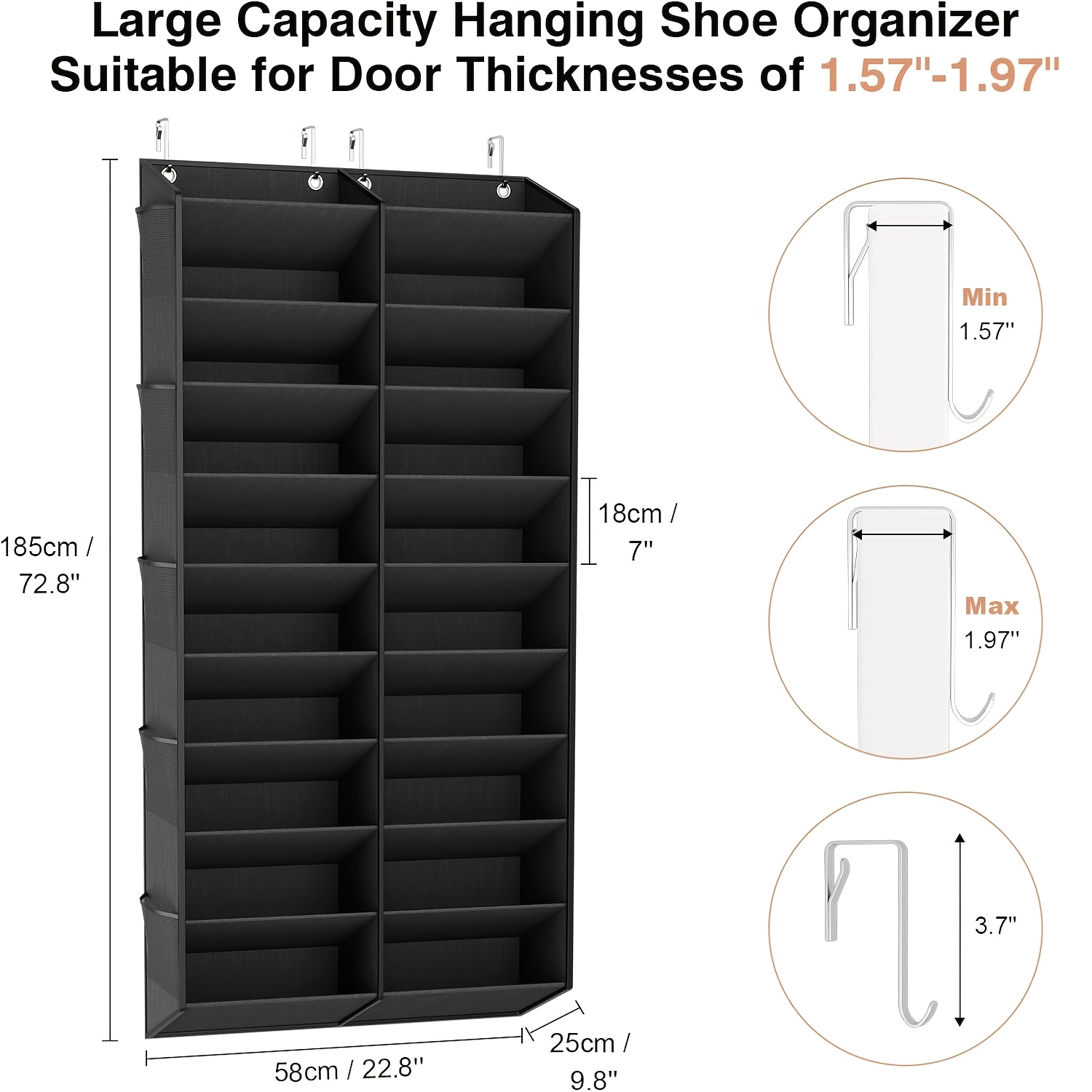 TEMU Household Non-woven Mesh Widened Large-capacity Over-the-door Hanging Storage Bag With 20 Pockets