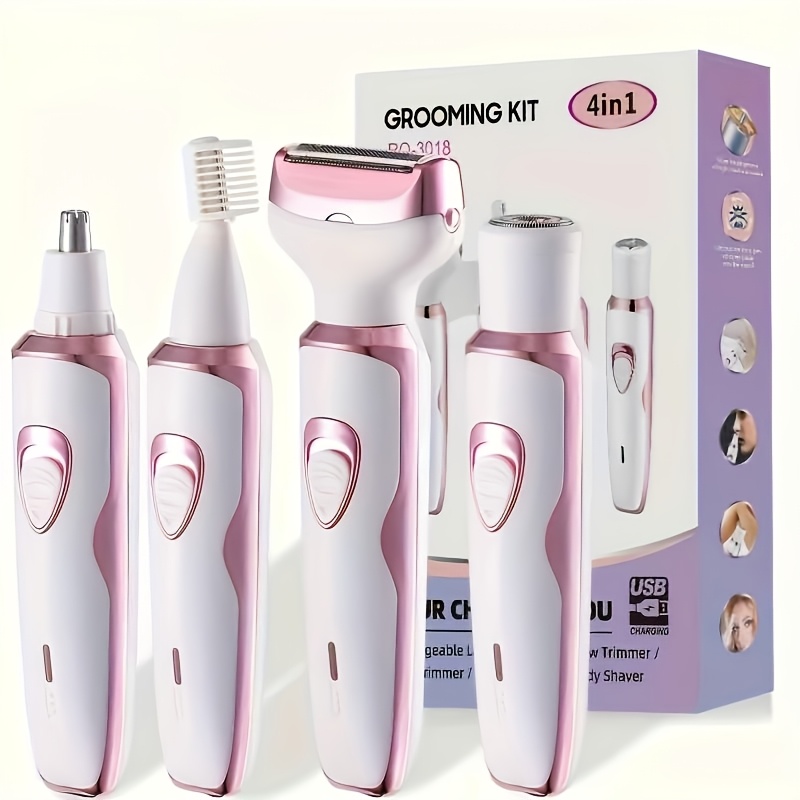 Image of Rechargeable Grooming Kit, Lady Electric Shaver For Face, Nose, Legs And Underarm, Bikini Trimmer For Women , Hair Razor Rechargeable & Portable
