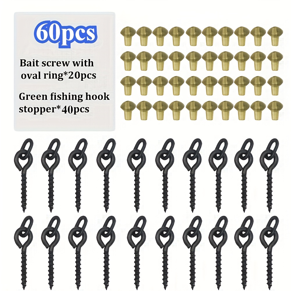 E-shop Angelköder-Schrauben Hakenstopper: 60 Stück/Box Karpfenangelzubehör-Set für die Herstellung von Boilies Pop-Up Rigs