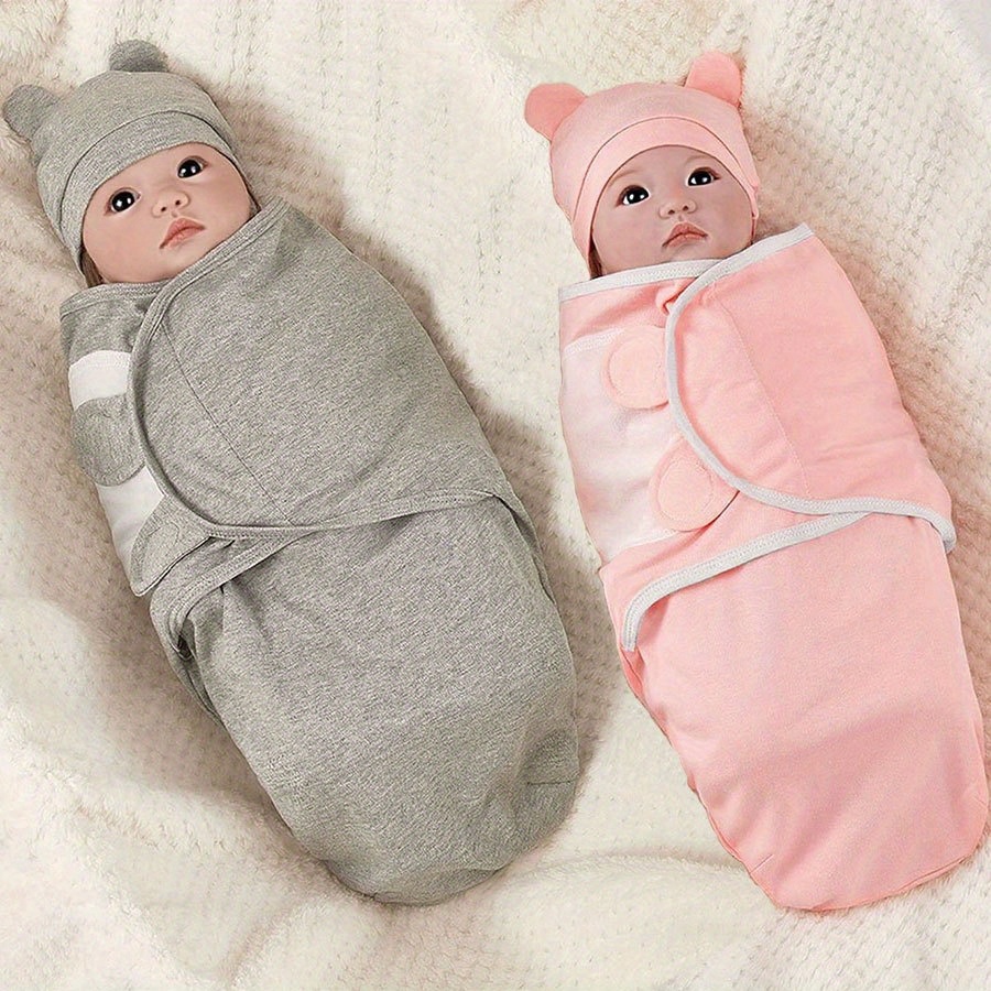 2pcs Baby Swaddle Set with Hat, Soft And Cute Baby Swaddle Blanket, Suitable for 0-6 Months, Easy Wrap Swaddle, Baby Wrap Blanket, Christmas, Halloween, Thanksgiving, Easter Gift