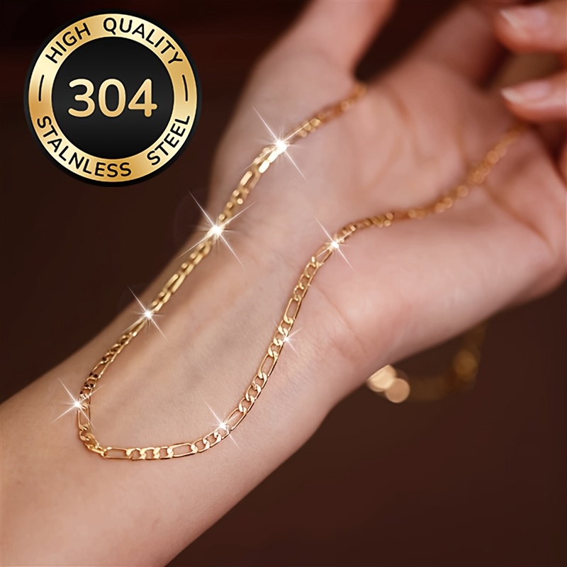 E-shop Hochwertige, verstellbare modische 3:1 Figaro-Kette aus Edelstahl, farbbeständig, bequem vielseitig, schlicht elegant, eine stilvolle dünne
