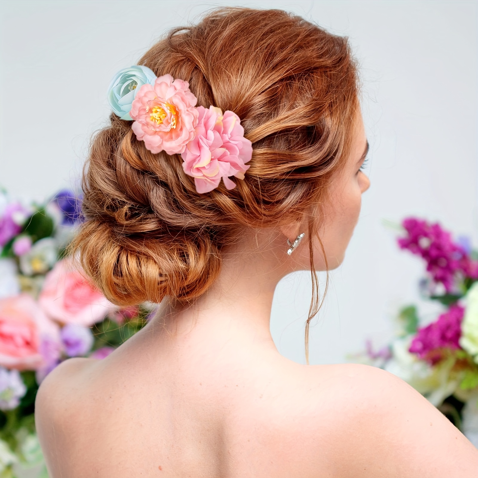 three     from bohemian hair flower clips hawaiian flower hair accessories for weddings parties casual wear elegant floral hairpins in purple   more wedding hair accessories party hair decor bohemian styl Product details 3