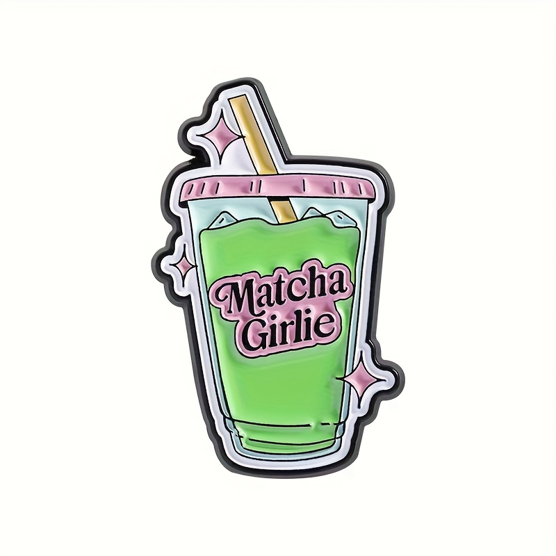 TEMU OPPRYN 1/4pcs Broches Adorables de Té Matcha - Divertidas Insignias de Té Verde con Hoja de Matcha y Diseño de Matcha, Joyería de Metal Duradera