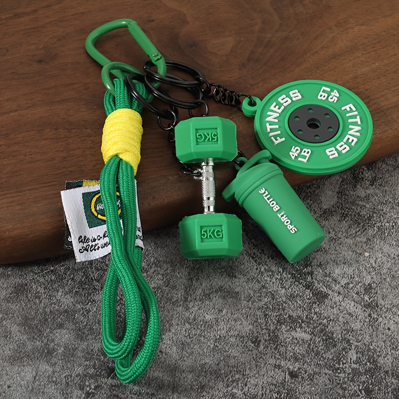 TEMU Llavero con llavero colgante de mini placa de barra de fitness, colgante deportivo para pareja, bolso de coche