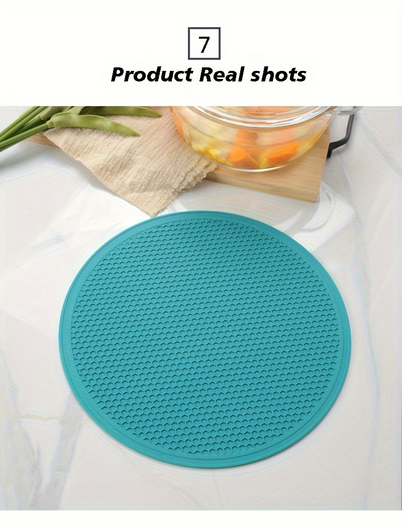 1 3pcs round honeycomb silicone placemat anti scalding non slip mat heat insulation pot mat silicone dining table mat kitchen stuff kitchen accessories home kitchen items details 7