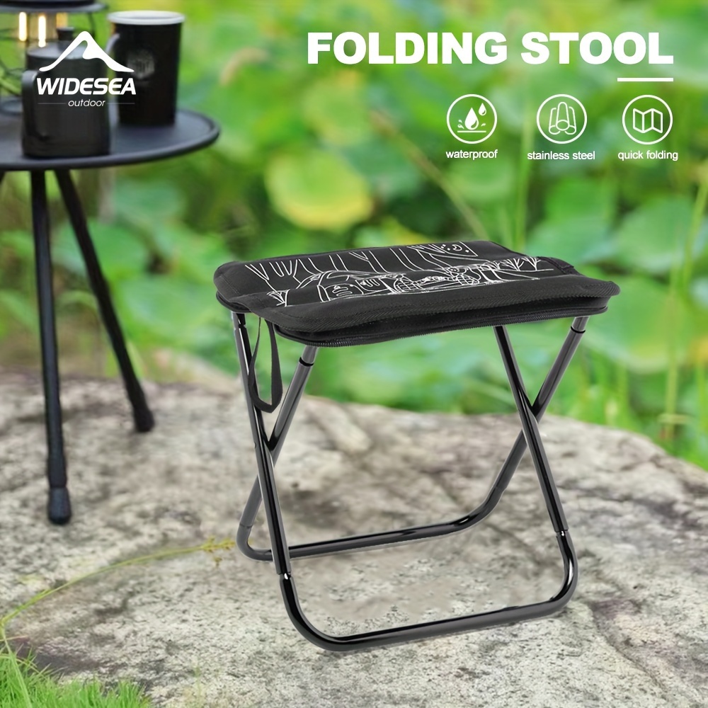 * Foldable Stool For Camping Hiking Travel Outdoor Fishing, Lightweight  Portable Stainless Steel Stool With Carry Bag