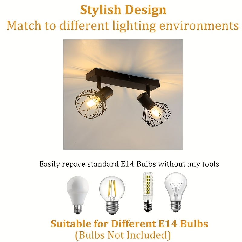 Adjustable Spot Light Fittings for Ceilings, Matt Black Wire Cage