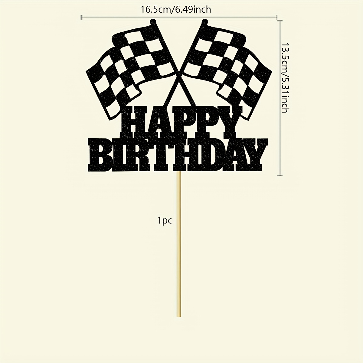 Image of 1pc Car Cake Topper Racing Car Cake Decorations For Racing Car Checkered Flag Glitter Racing Car Cake Topper Happy Birthday Theme Cake Decor, Halloween, Christmas