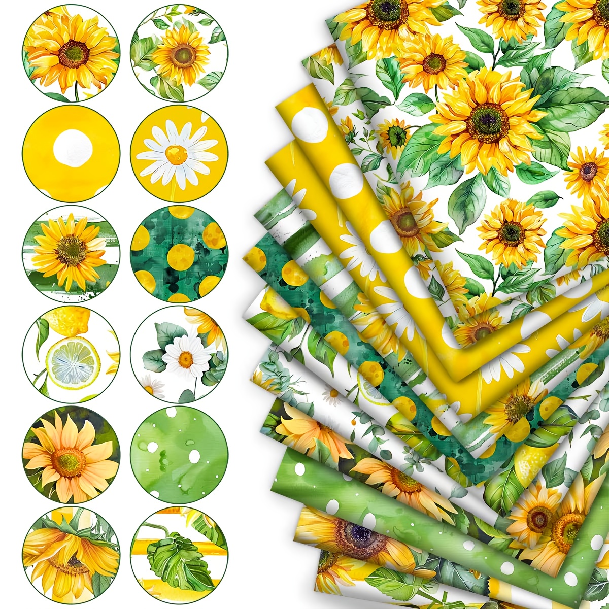 E-shop 12 Stück 19,7 x 9,45 Zoll, Sommerlicher Frische-Stil, mit Sonnenblumen, Gänseblümchen- und Zitronen-Elementen, leuchtenden und energiegeladenen