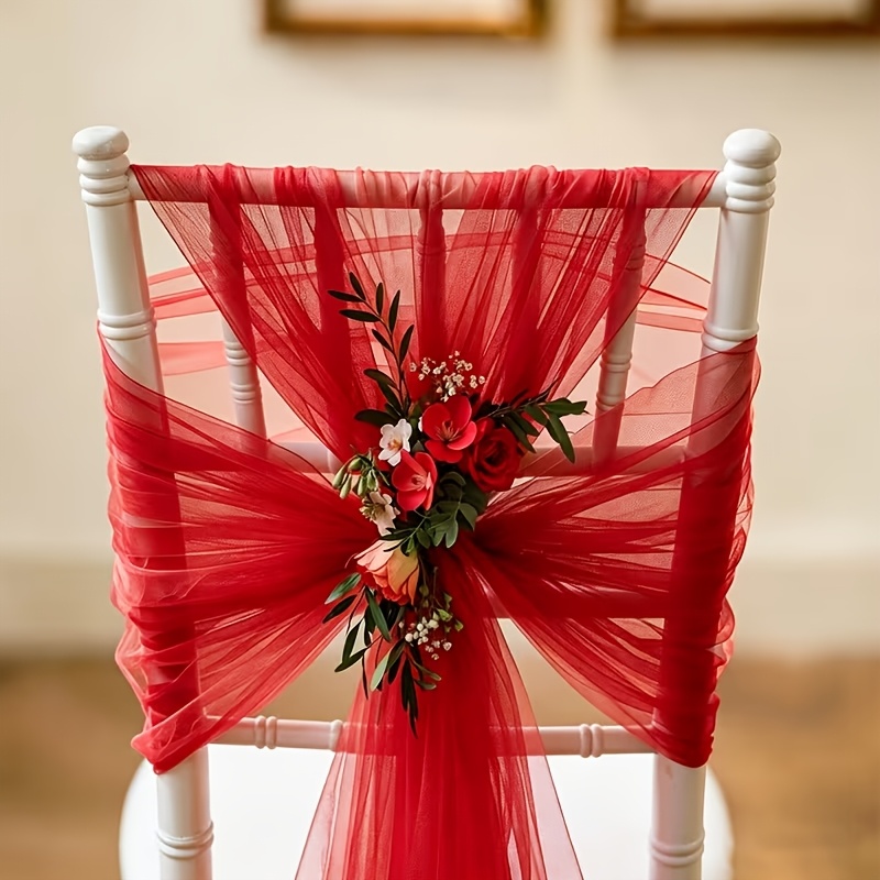 TEMU Vibrant Red Tulle, Craft Fabric - 1929.13 Inches Translucent Mesh Decorative Fabric, Suitable For Wedding Birthday Party Background Decoration,