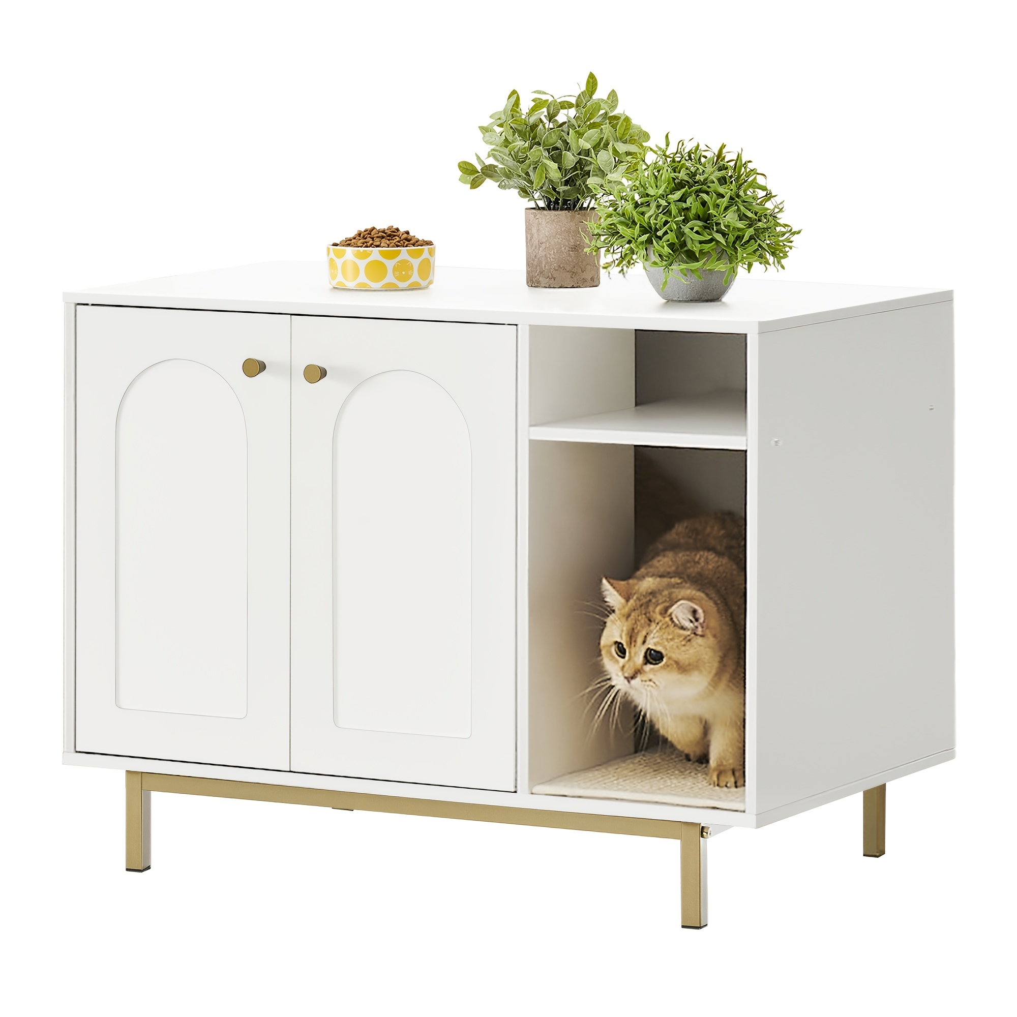 TEMU Gabinete para gatos, inodoro para gatos, gabinete para arena de gato, casa para gatos con puerta y división separada, 50 x 80 x 61 cm, gabinete