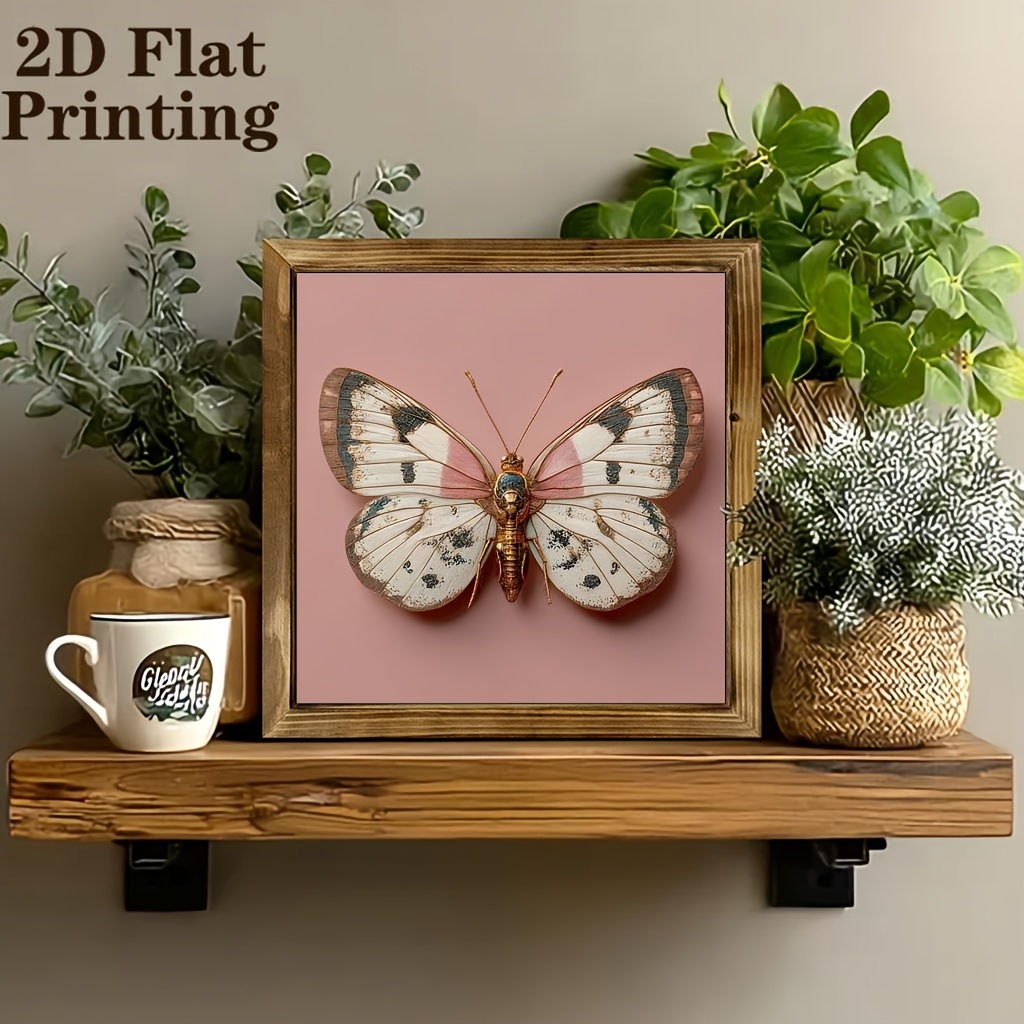 TEMU 2d Flat, 1pc Of Rustic Farmhouse-style Art Print With Vintage Wooden Frame Wall Decor - Charming Country Style, Farmhouse Vintage Decoration,