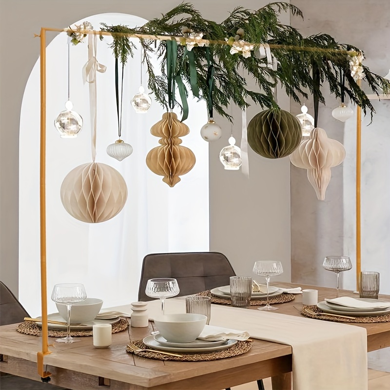QCBF Soporte Para Barra De Mesa Con Abrazaderas De 35 A 47 Pulgadas De Alto, 47-84 Pulgadas De Largo, Arco De Mesa Ajustable De Metal Para Boda, Fiesta De Cumpleaños, Aniversario