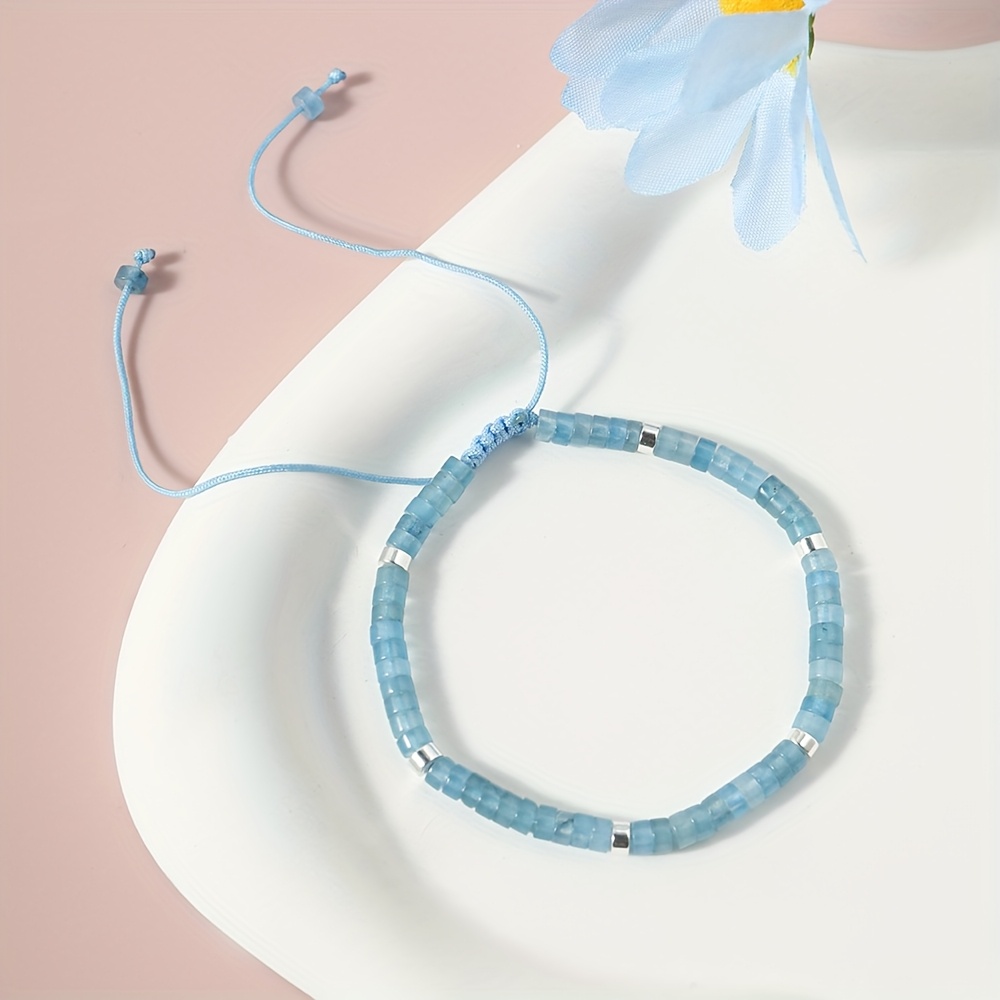 Natural Stone Aquamarine Adjustable Bracelet: A Blue Friendship Bracelet, For To Witness Friendship
