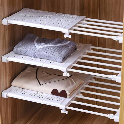 1pc adjustable layered partition expandable cabinet storage rack for closet kitchen bathroom space saving shelf divider cupboard compartments home storage and organization supplies shelf dividers