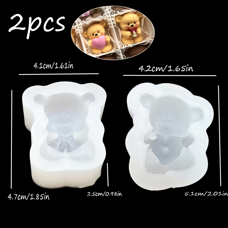 TEMU 2pcs Resin Silicone Mold Set: Cute Holding Bells And Hearts, Epoxy Resin Molds, Soft Molds For Easy Demolding, Suitable For Crafts, Keychains