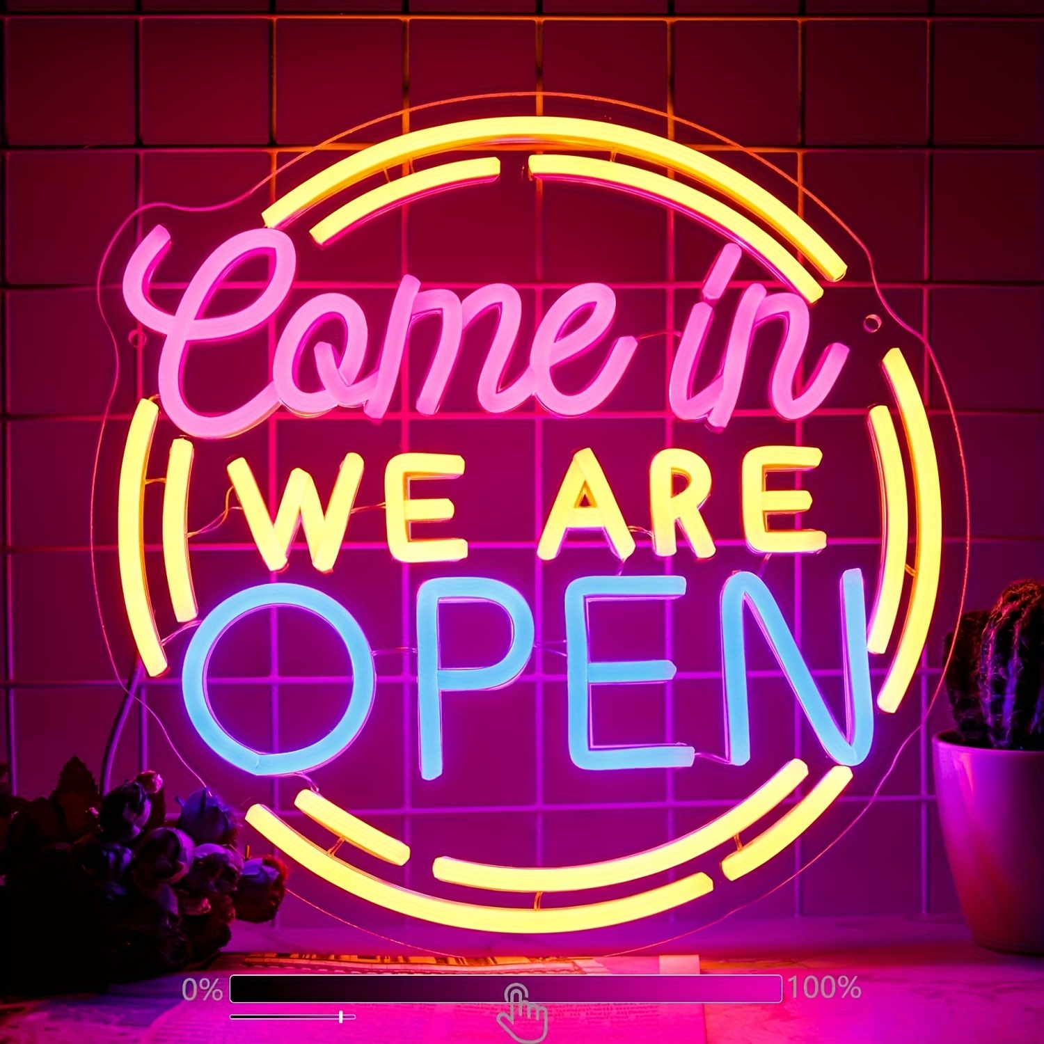 open neon sign sold on Temu United States