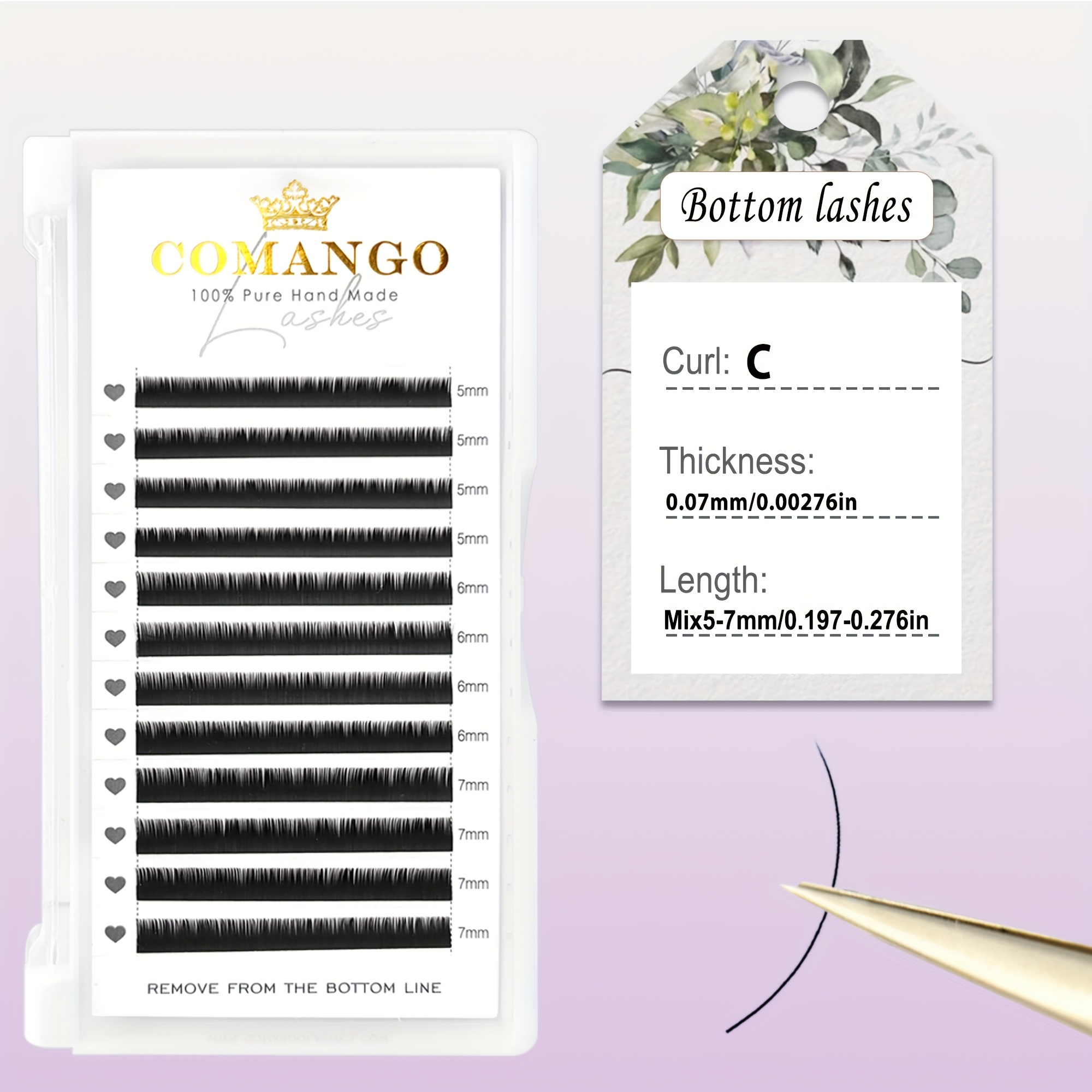 Image of 12 Comango Natural Wispy Black Lower Lashes - 5-7mm Mixed Lengths, J/b/c , Lightweight & Easy To Apply, Perfect For Beginners, Doll/cat Eye Styles, Diy Individual Lashes, , Eyelashes, Lashes