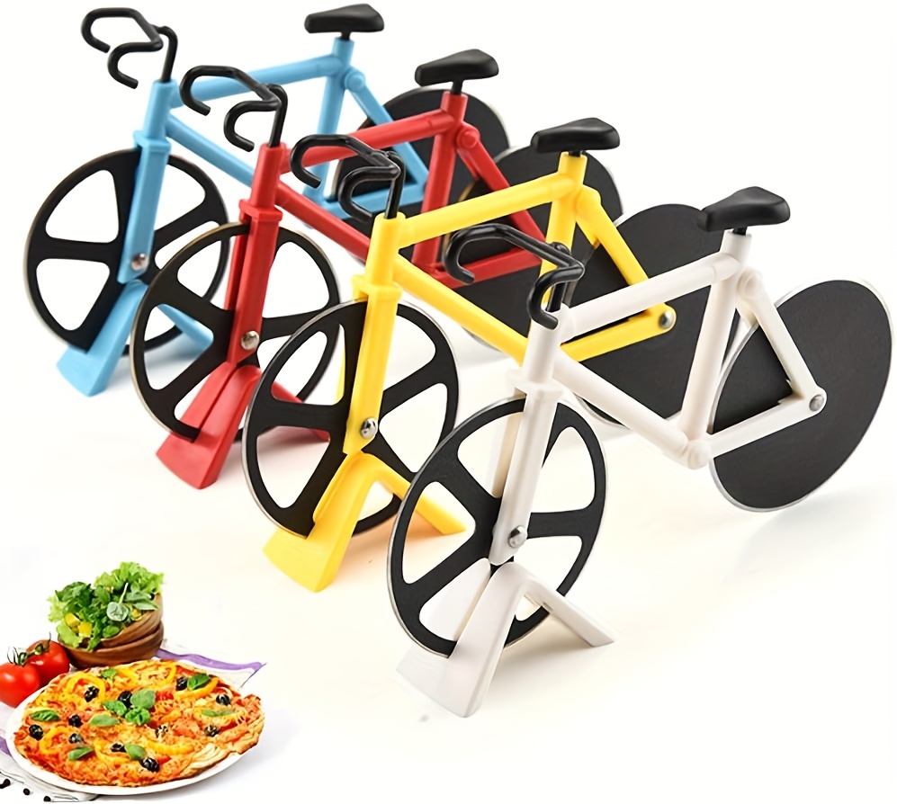 1pc of bicycle pizza knife creative   knife double wheel pizza wheel knife pizza slitting knife and pizza cutter Product details 1