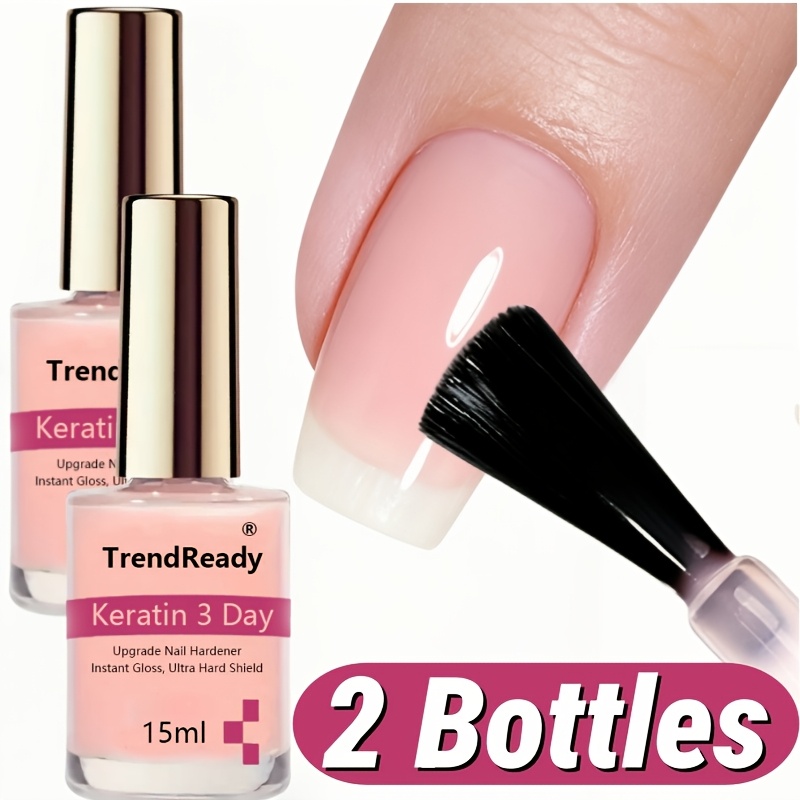 TEMU 2pcs 15ml Nail Hardener For Woman| Nail Hardener Extra Strong For Weak Nails - Nail Polish Hardener For Weak And Damaged Nails | Clear Nail Concealer Polish, Sheer Filler & Concealer Nails