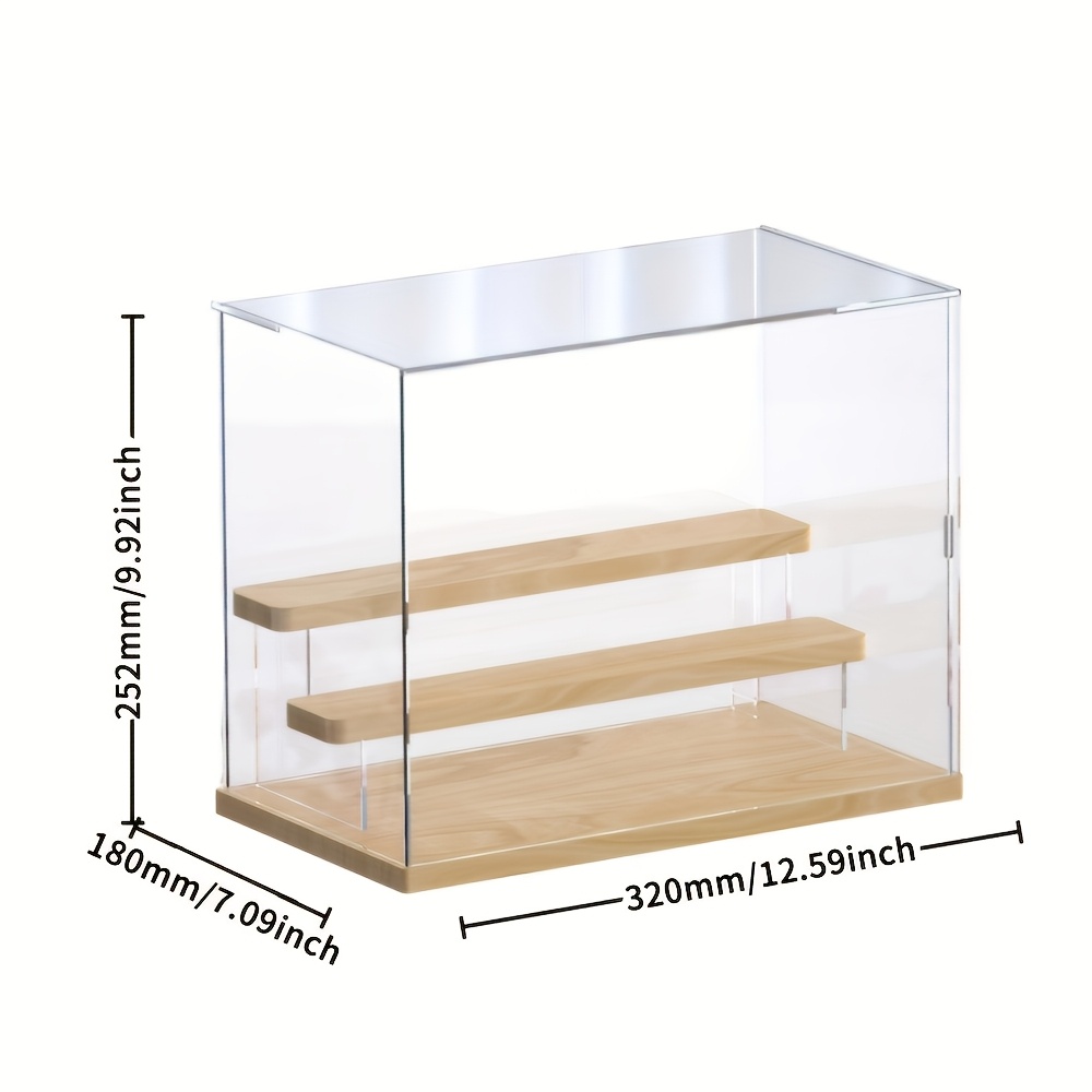 TEMU 1pc Storage Box Display Stand Handheld Display Cabinet Dustproof Acrylic Transparent Handheld Collection Display Stand