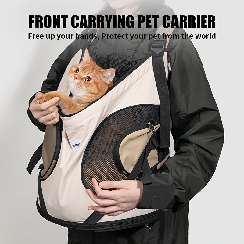 

Ergonomic Pet Carrier Backpack For Cats And Dogs, Nylon Front Carrying Tote With Breathable Mesh, Drawstring Closure, Comfortable Lumbar Support Design For Travel & Outdoor Use.