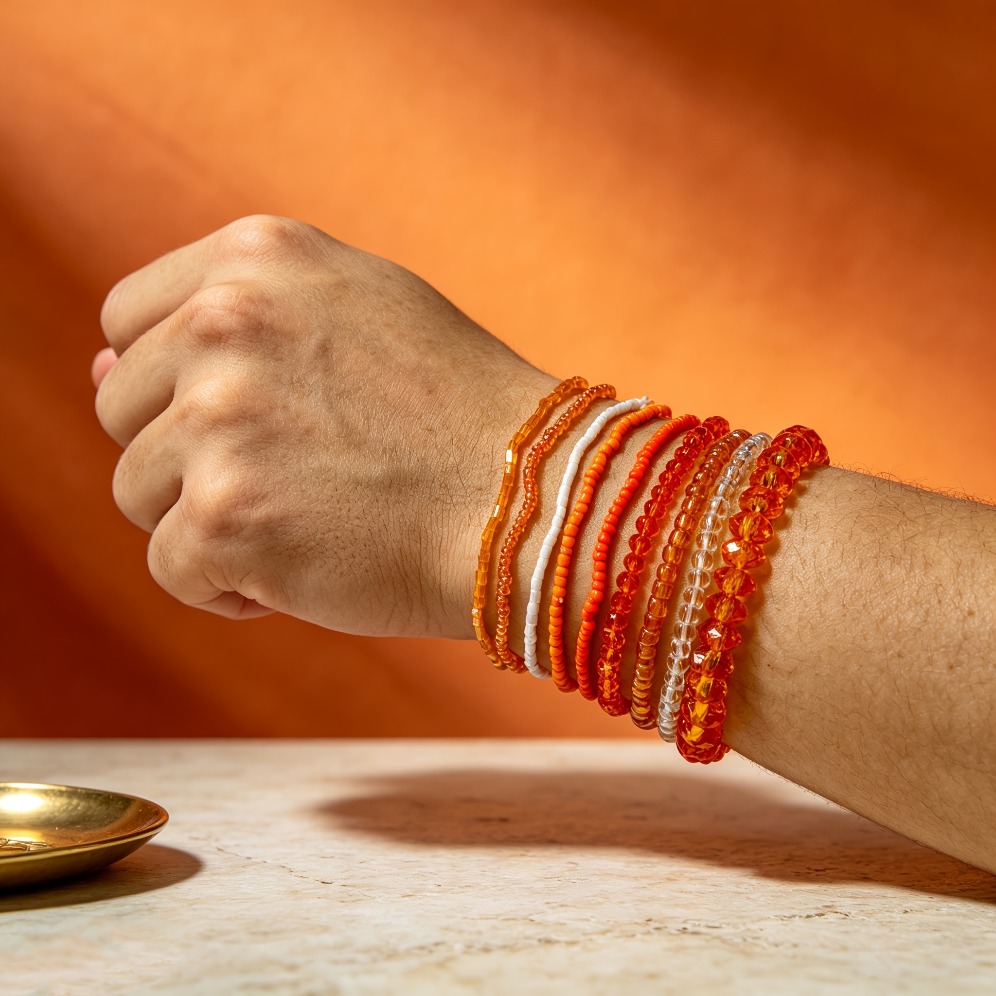 9pcs Unisex Boho Y2K Glass Bead Elastic Stackable Bracelets
