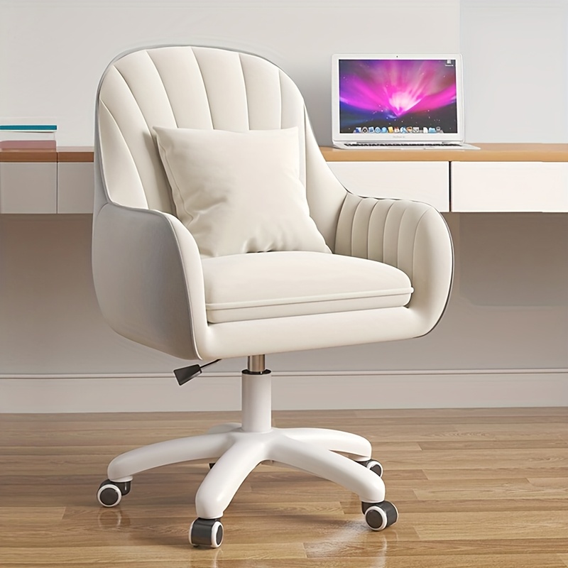 Contemporary Computer Chair For Home Office, Height Adjustable Velvet Makeup Chair, 360° Rotating Task Chair With , Easy Assembly In Black, White, Pink, And Gray - 4 Stylish Colors