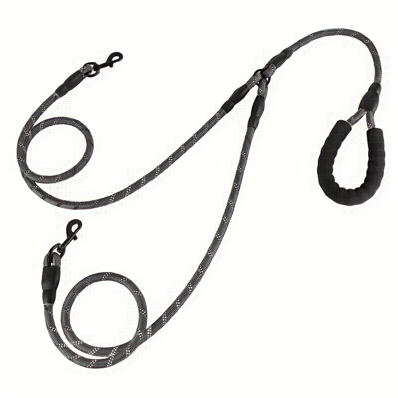 Dual Dog Leashes, Non-tangled Dual-head Belts, For Walking And Training , Nylon Woven, Reflective Stitching, Suitable For Medium To Large Dogs
