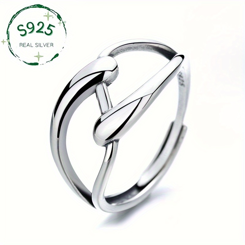 

Sterling Silver S925 Simple Crossover Ring, Minimalist Elegance, Fashionable Unisex Statement Band, Lightweight Luxury, Approx. 2.6g, Vacation Style