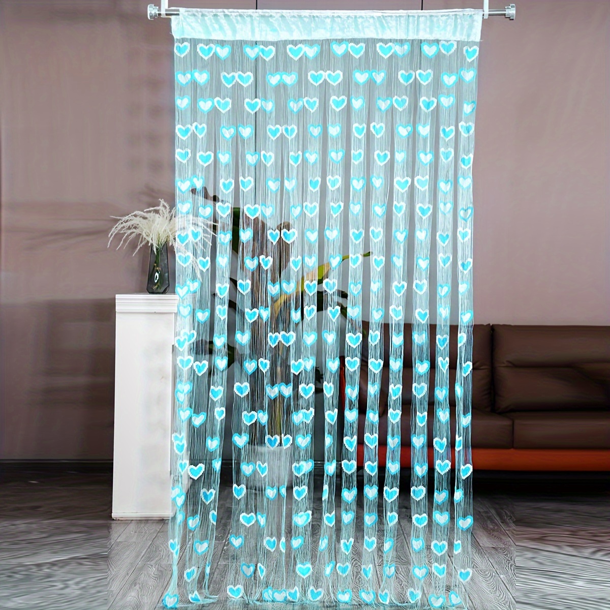 Romantic Heart-themed Sheer Curtain - Lightweight, No-power Polyester Drape For Weddings & Home Decor