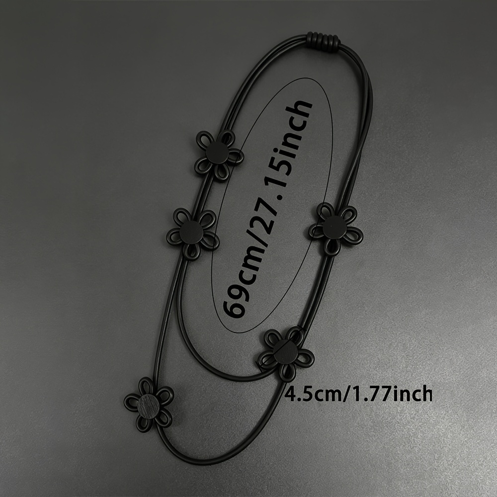Bohemian Minimalist Black Floral Necklace, Elegant Gift