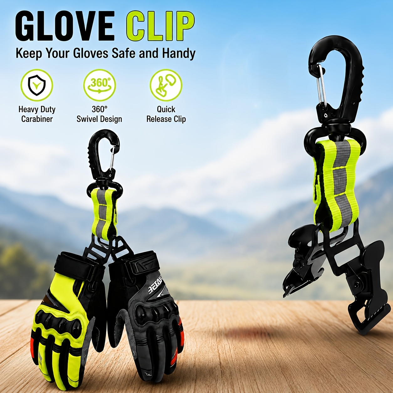 TEMU Nylon Metal Glove Clip, Single Hook And , Serrated Grip Design, Secure And Stable | High Visibility Glove Clip | Suitable For Firefighters,