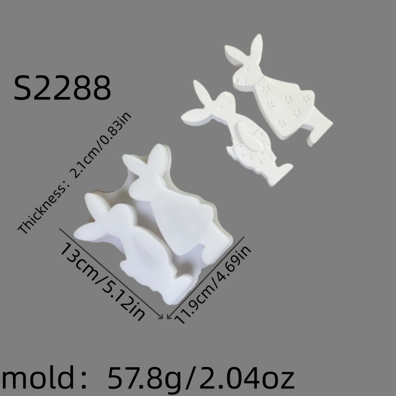 Image of Resin Silicone Mold Rabbit Couple 3d Decorative Silicone Mold Diy Candle Silicone Mold Gypsum Decorative Silicone Mold Home Decoration Epoxy Resin Mold S2288
