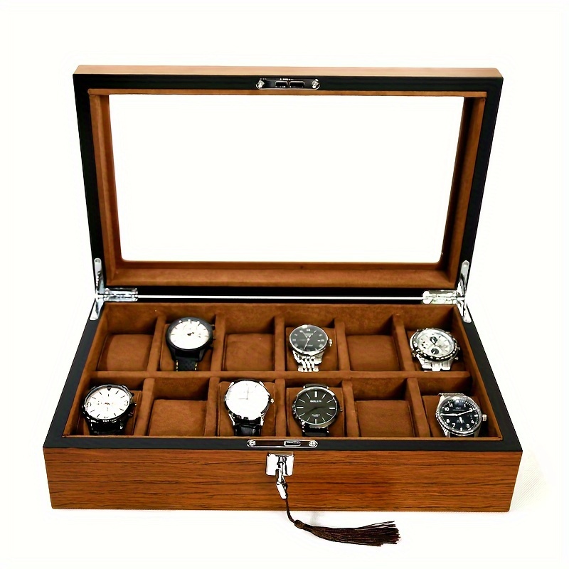 Estuche Relojes Caja de Reloj Caja para Relojes Reloj Caja De  Almacenamiento 4 Ranuras Caja De Exhibición De Reloj Caja De Reloj De  Madera Para Hombre Con Tapa Transparente Caja de Relojes 