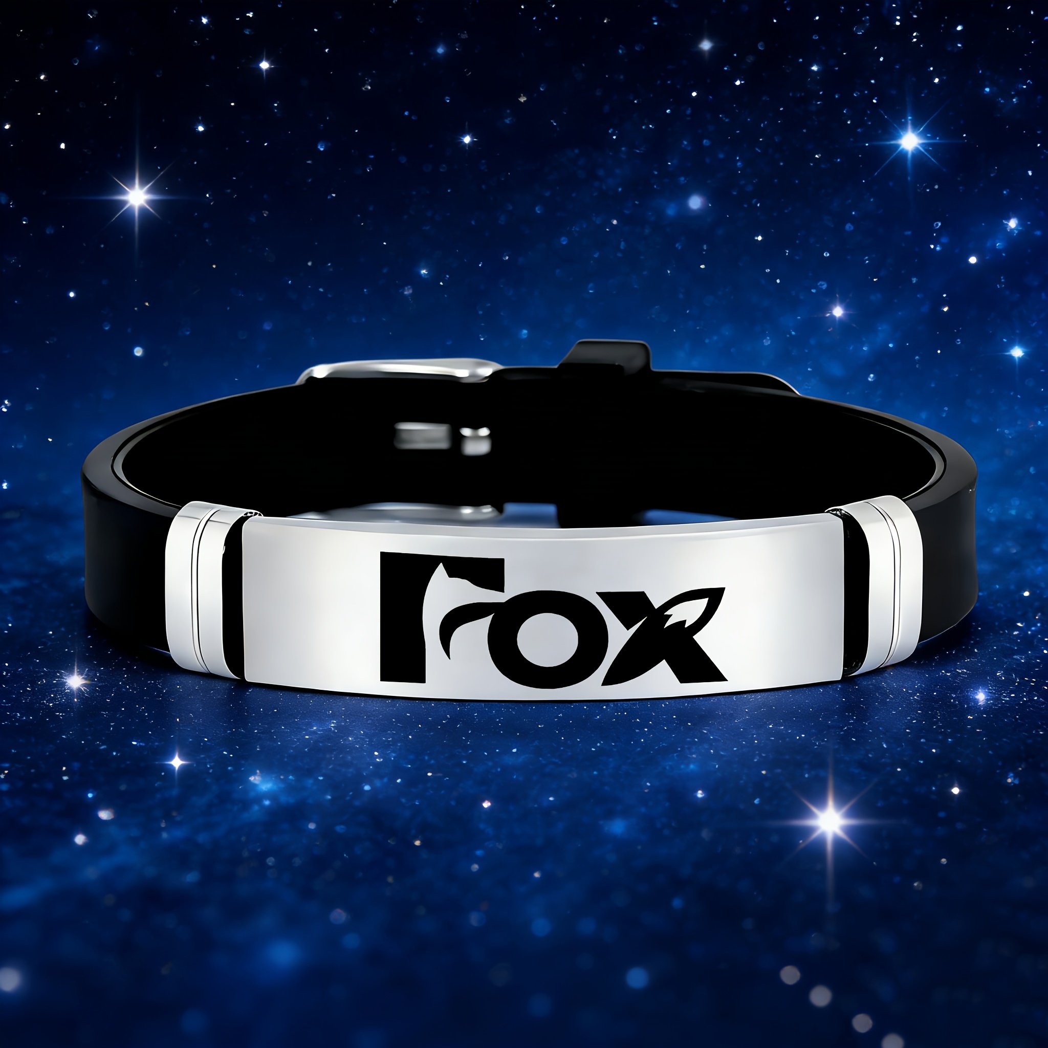 TEMU Fox" Accessorio Minimalista e a Tema Volpe, Bracciale Sportivo in Acciaio Inossidabile 202 e , per Appassionati Notturna e Ciclismo che Unisce