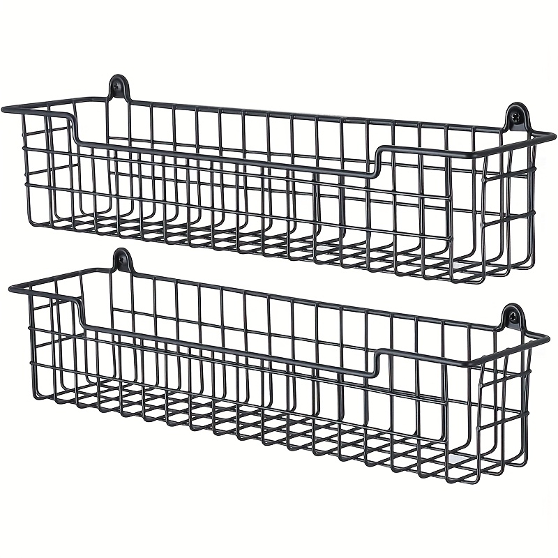 2 piezas de cesta de alambre de metal moderno, soporte de condimentos, organizador de puertas de armario y pared,   de almacenamiento que     para cocina, baño,  , organizador multifuncional para armarios y cajones de cocina, diseño minimalista, organizador eficiente, cestas de estantes.