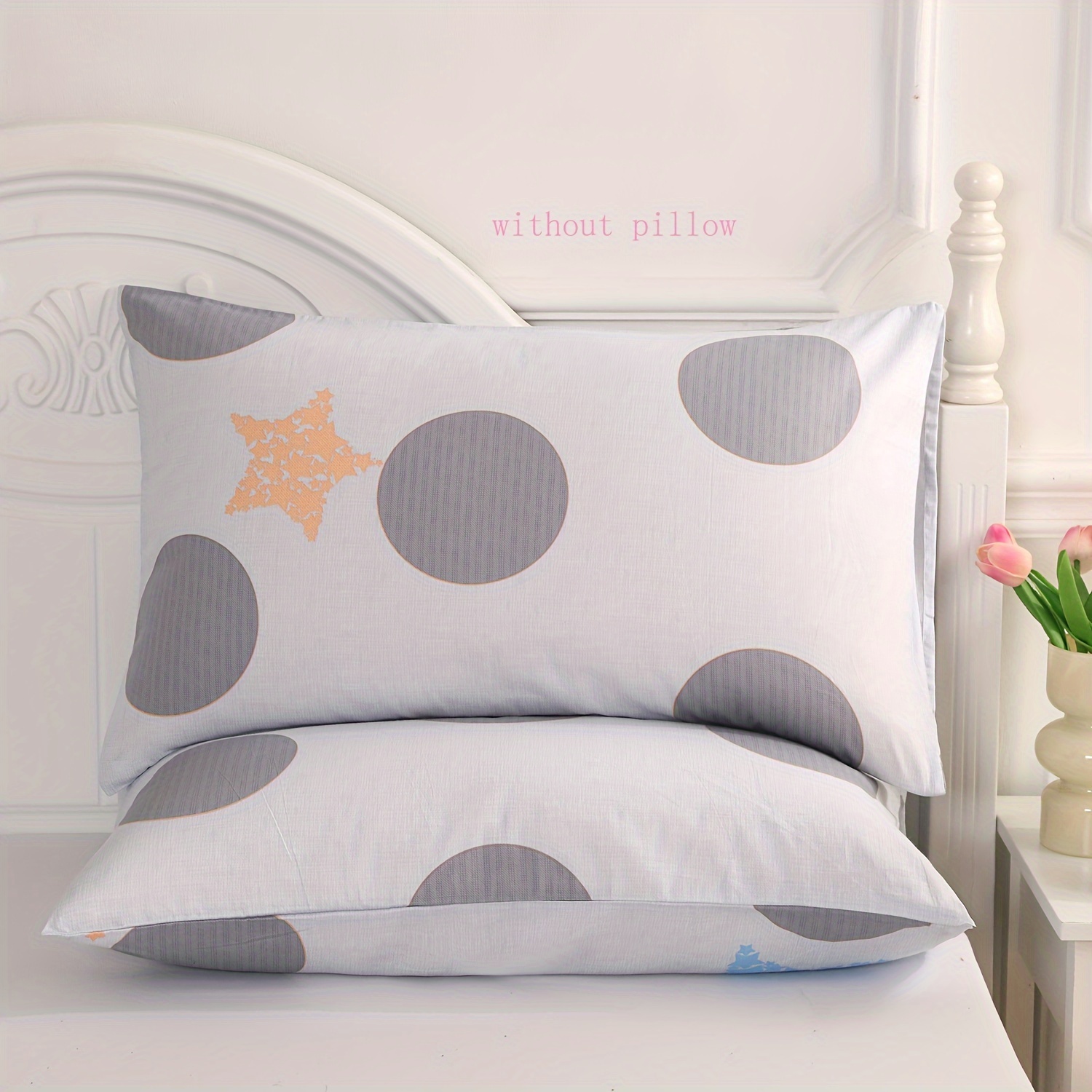 2pcs 100% Cotton 196tc Geometric Fresh Striped Soft Envelope Pillowcases, Pillow Inserts Not Included