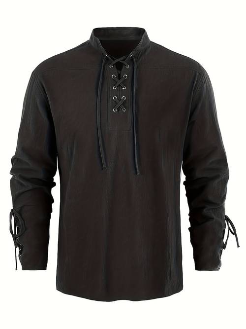mens long sleeve medieval pirate shirt with a steampunk retro design renaissance viking themes costumes and halloween featuring scottish style